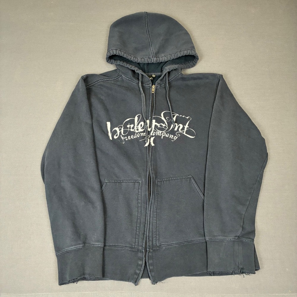 Y2K Hurley Navy Blue Full Zip Graphic Hoodie Men's Size Medium Surf